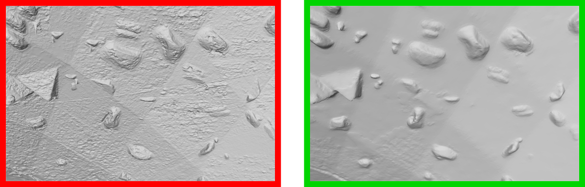 Image of mesh quality with old and new parameters.